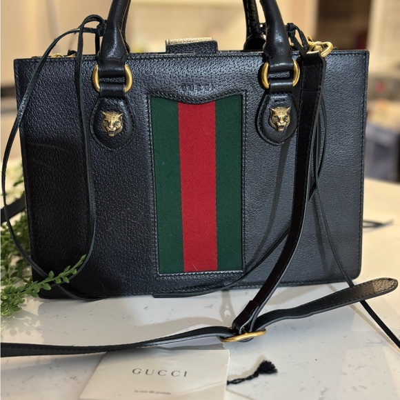 Gucci Handbags - Gucci Black Animalia 2 way bag with sherry line Red and Green Accent